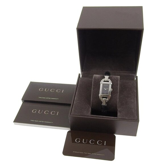 GUCCI Bangle Watches 6800L blackDial Stainless Steel/Bamboo Quartz Analog main image 6